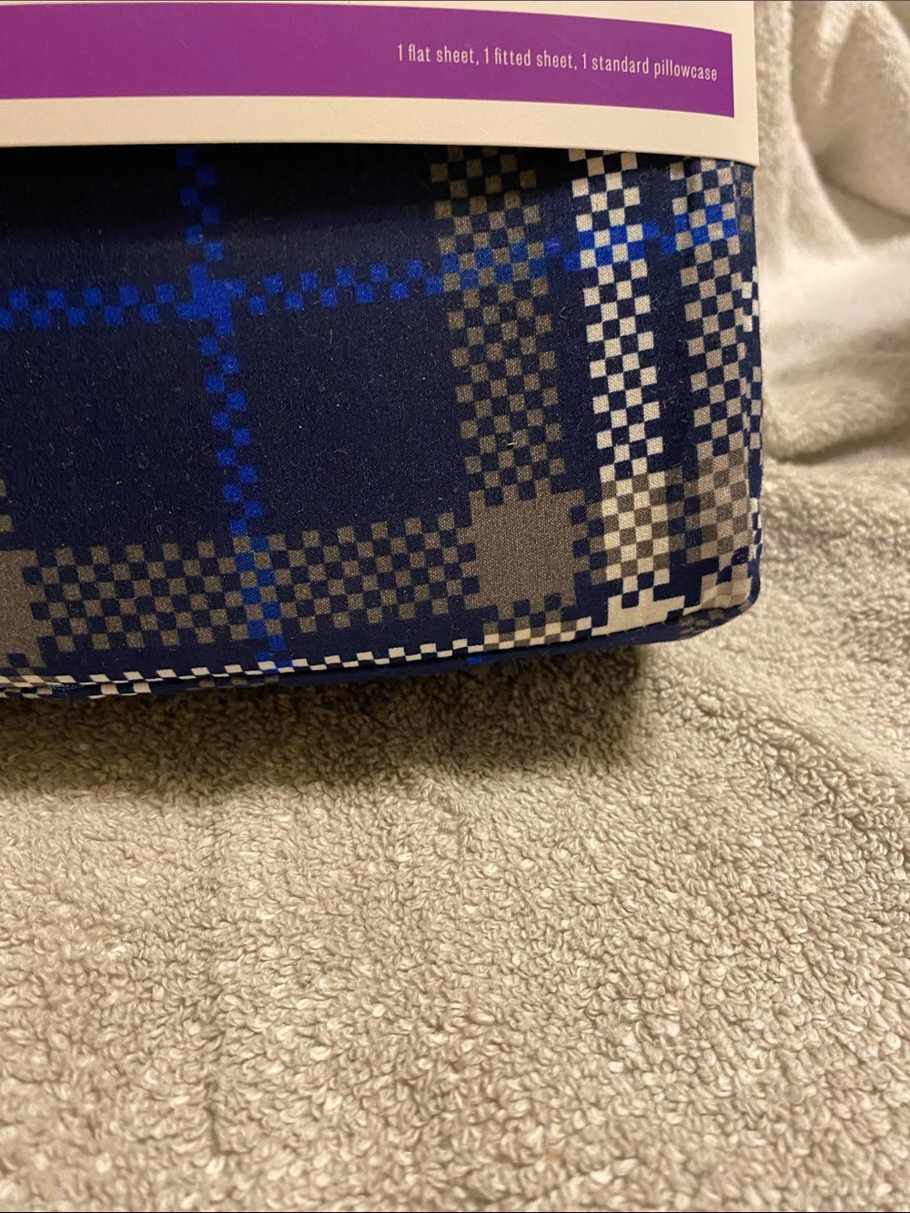 Room Essentials Navy and Gray Check Microfiber Sheet Set